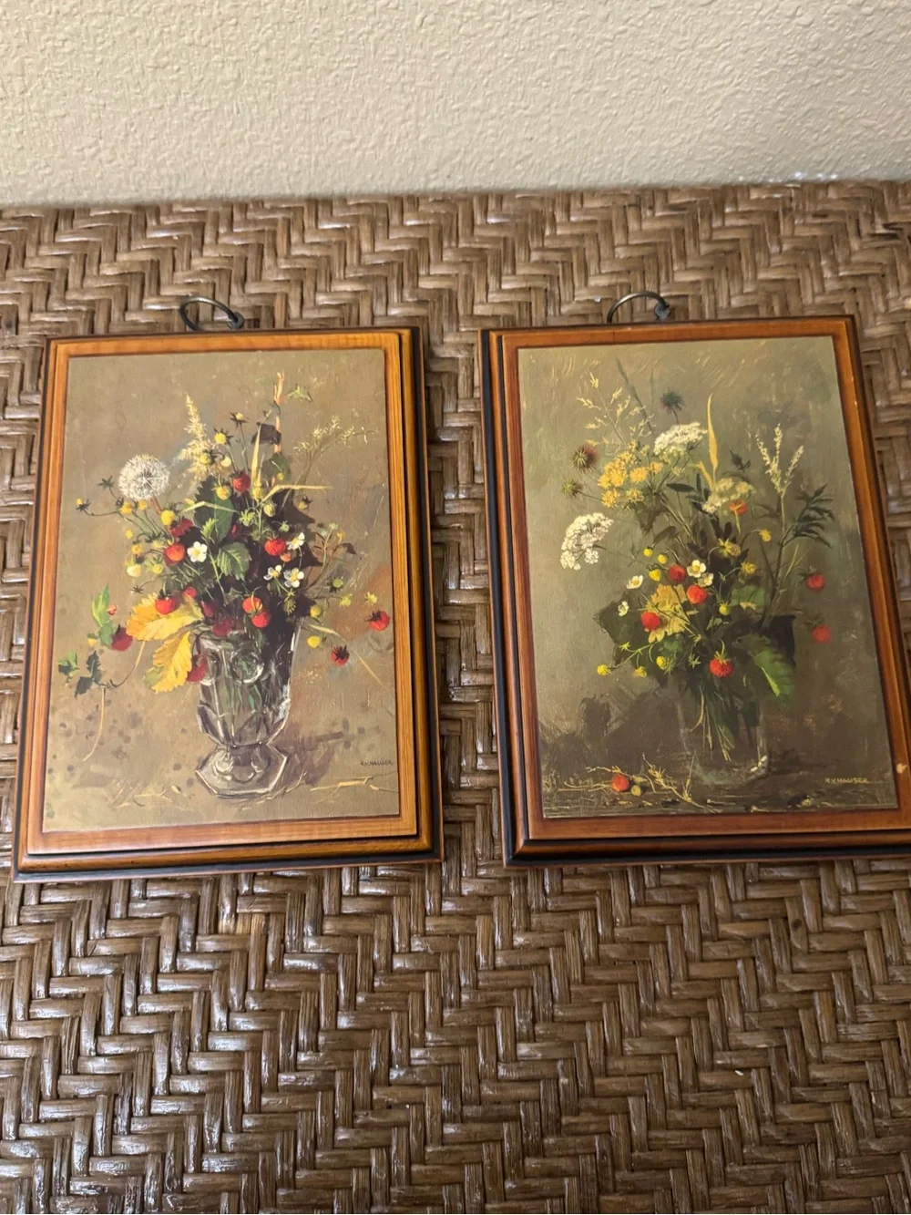 Framed Floral Still Life Wall Art in Brown